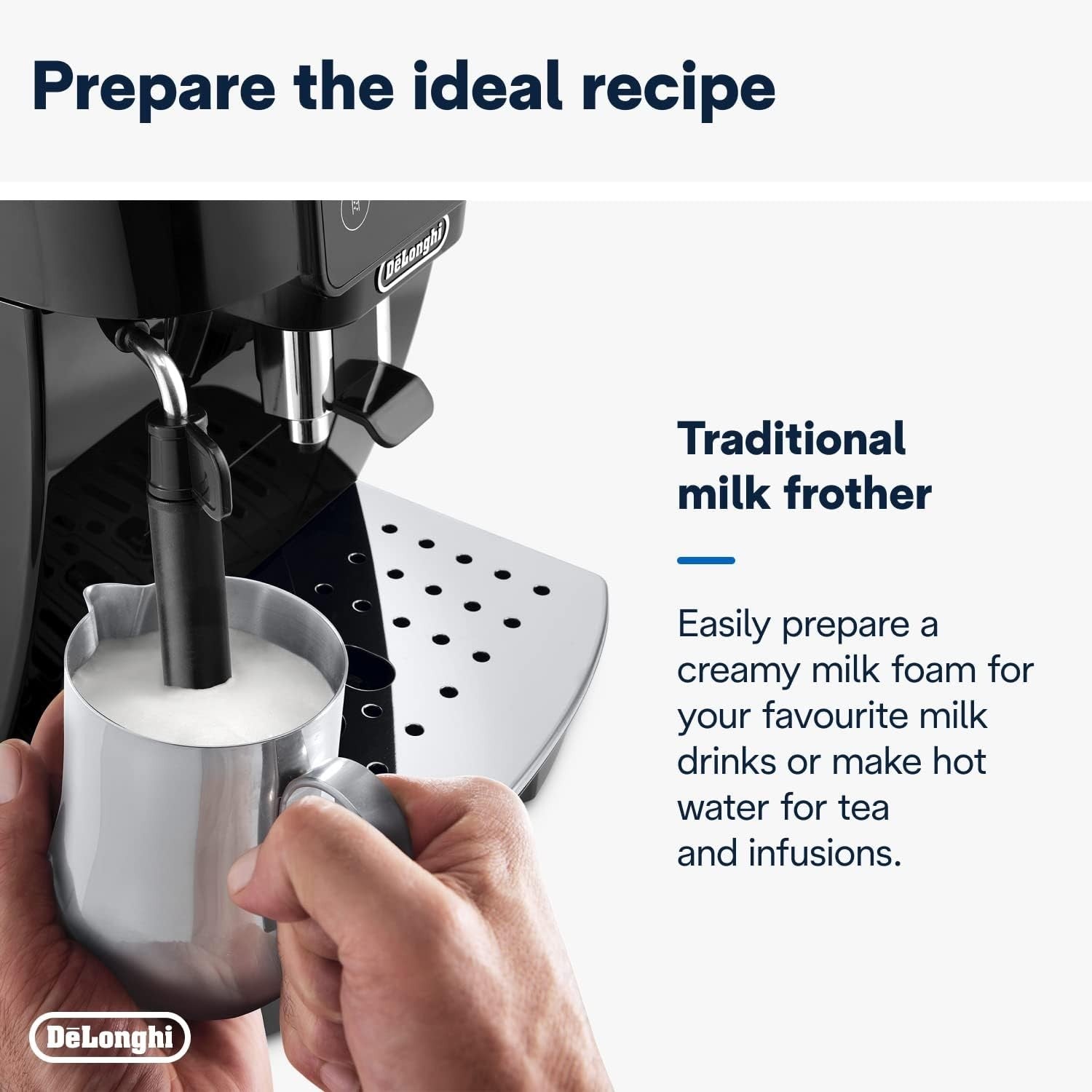 Automatic Bean-to-Cup Coffee Machine | 4 One-Touch Drinks | Milk Frother