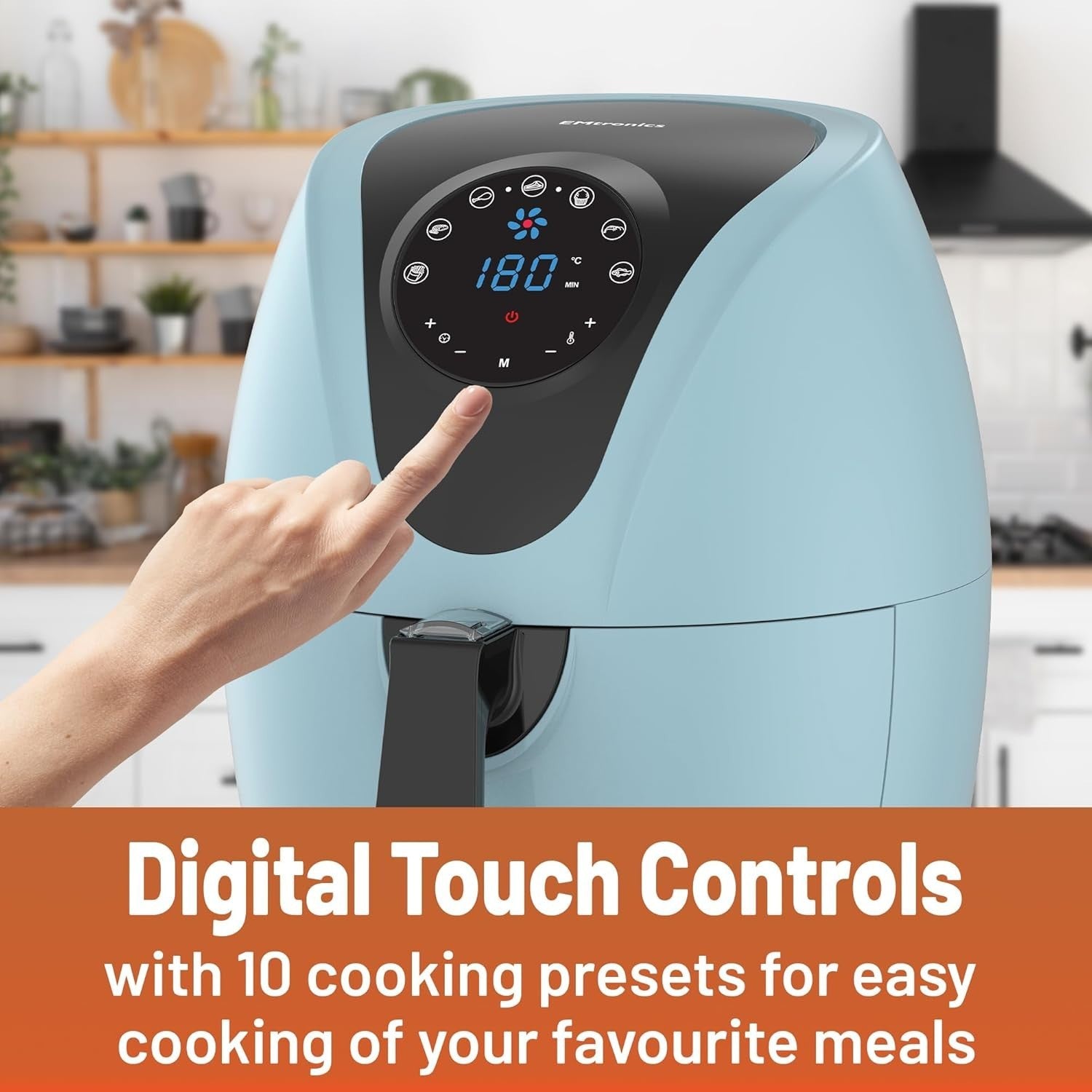4.5L Digital Air Fryer | 1400W Oil-Free Cooking | 7 Presets | Aqua Blue