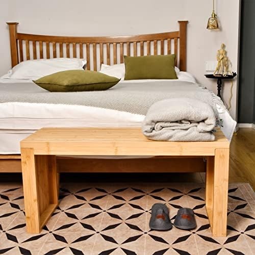 Nature Bamboo Dining Bench 35 Inch Farmhouse Indoor Kitchen & Entryway Seat