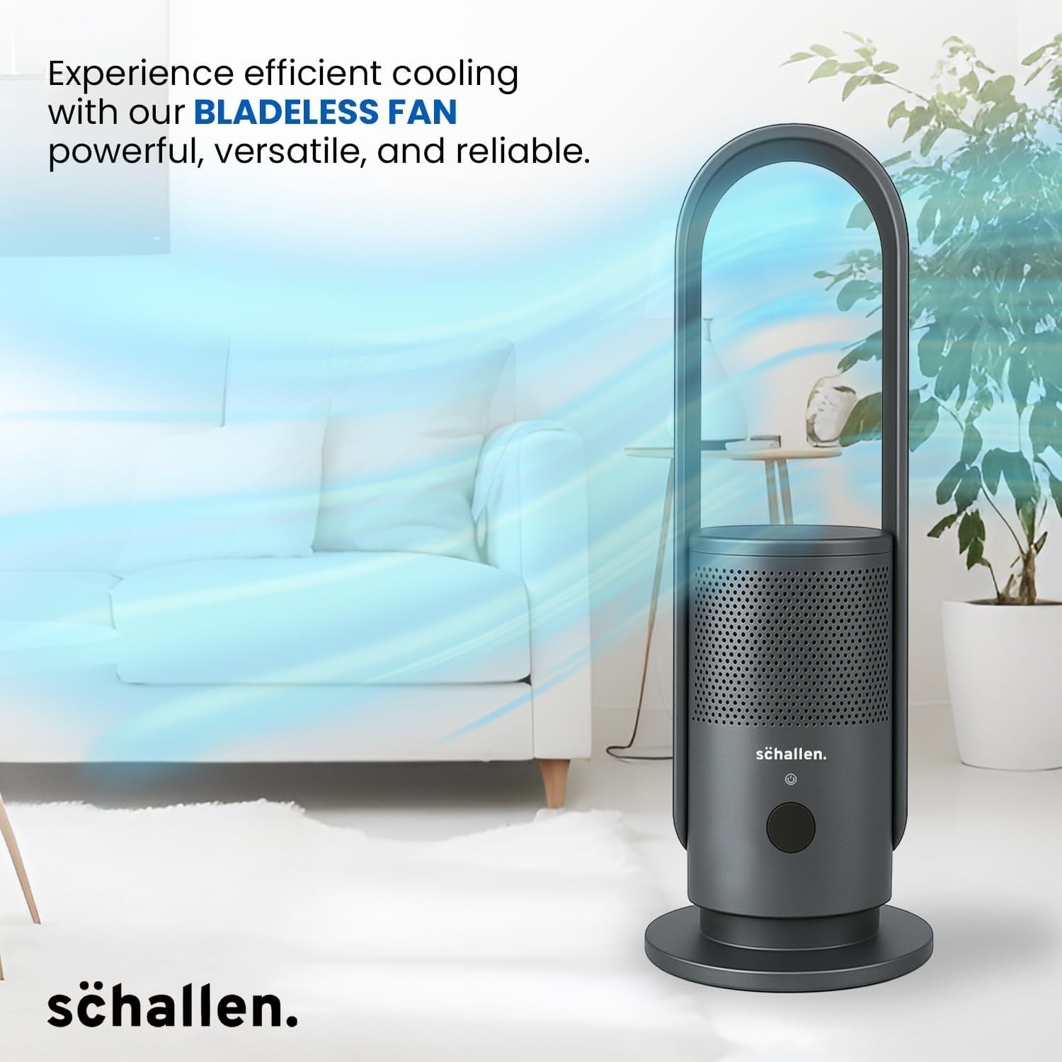 Bladeless Tower Fan 31-Inch Air Purifier 9-Speed Remote Control with HEPA Filter