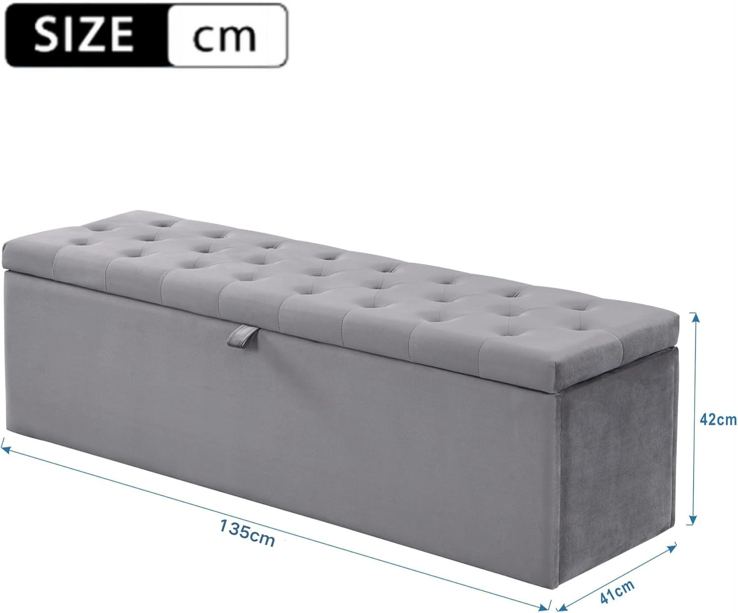 Large Velvet Storage Ottoman Bench with Cushion – Bedroom Hallway Footstool