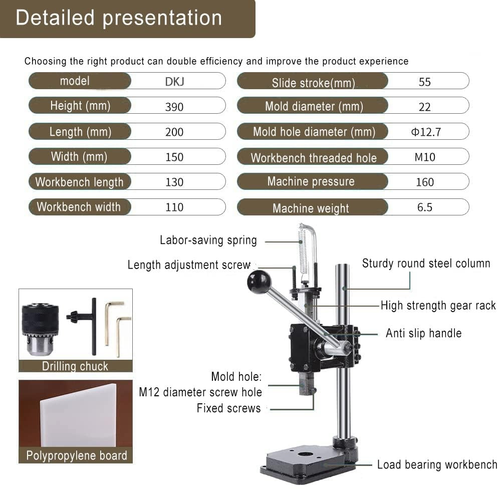Leather Hole Punch Machine Manual Press 1.5–13mm Heavy Duty Craft Tool