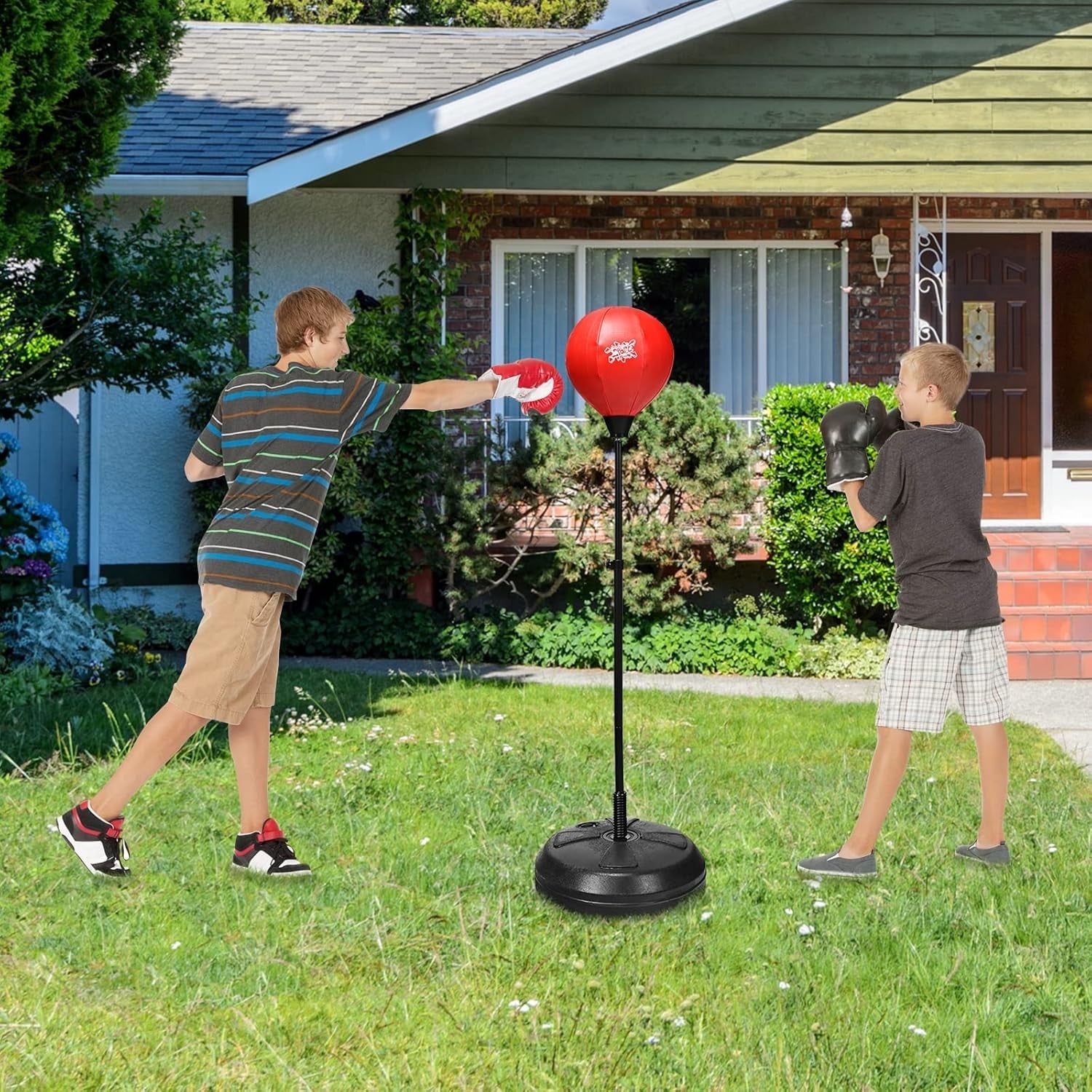Adjustable Inflatable Boxing Ball Stand Kids Teens Adult Training Set