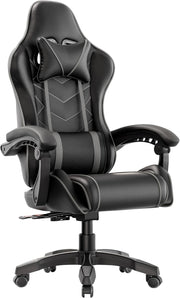 Ergonomic Gaming Office Chair PU Leather Recliner Swivel 150kg Max Load Grey