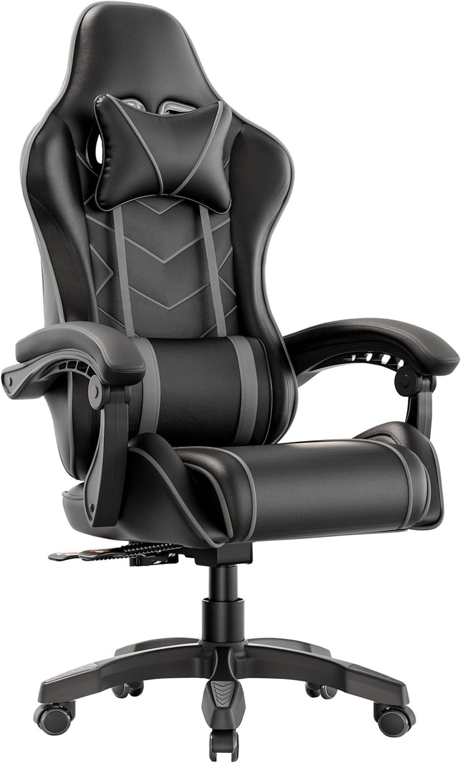 Ergonomic Gaming Office Chair PU Leather Recliner Swivel 150kg Max Load Grey