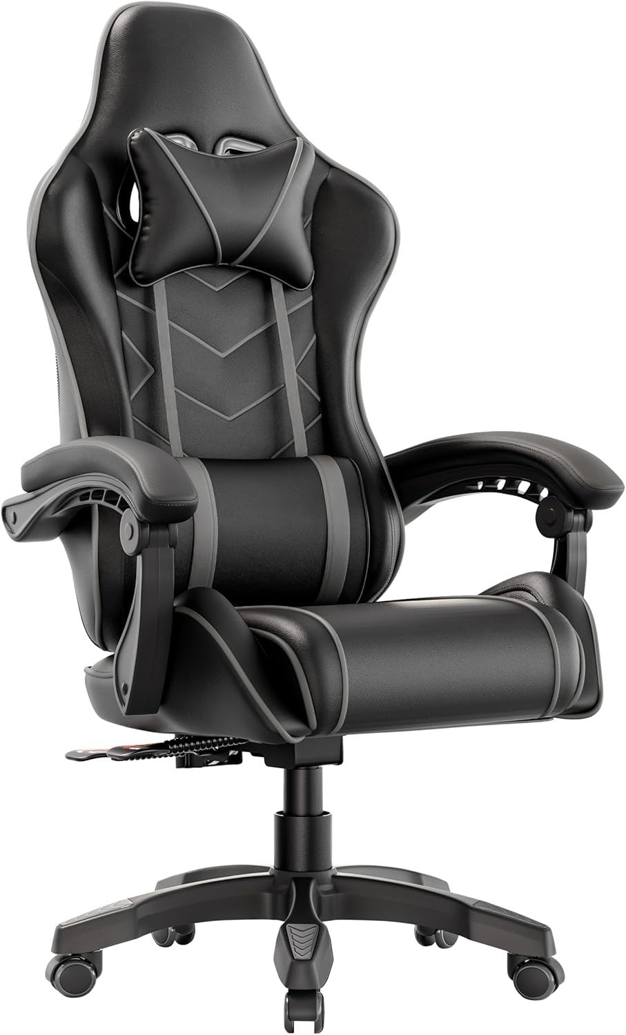 Ergonomic Gaming Office Chair PU Leather Recliner Swivel 150kg Max Load Grey