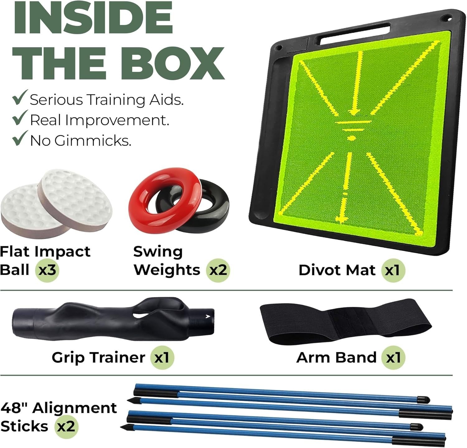 6 in 1 Golf Swing Trainer Divot Board Grip Trainer Alignment Set