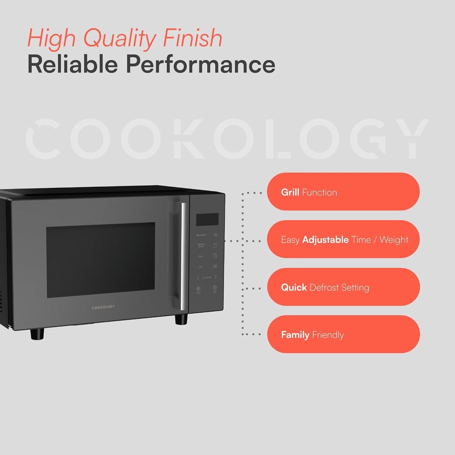 23L Flatbed Microwave with Grill Digital Display Grey 800W