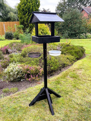 Wooden Bird Feeding Table Outdoor Garden Feeder Station Black 130cm