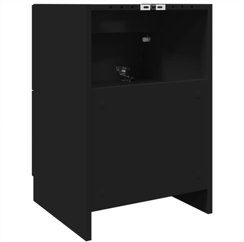 Compact Black Under Sink Bathroom Cabinet 40x37x59cm Modern Vanity Storage Unit
