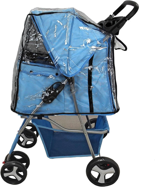 Pet Travel Stroller Dog Cat Pushchair Foldable Swivel Wheels 15kg + Rain