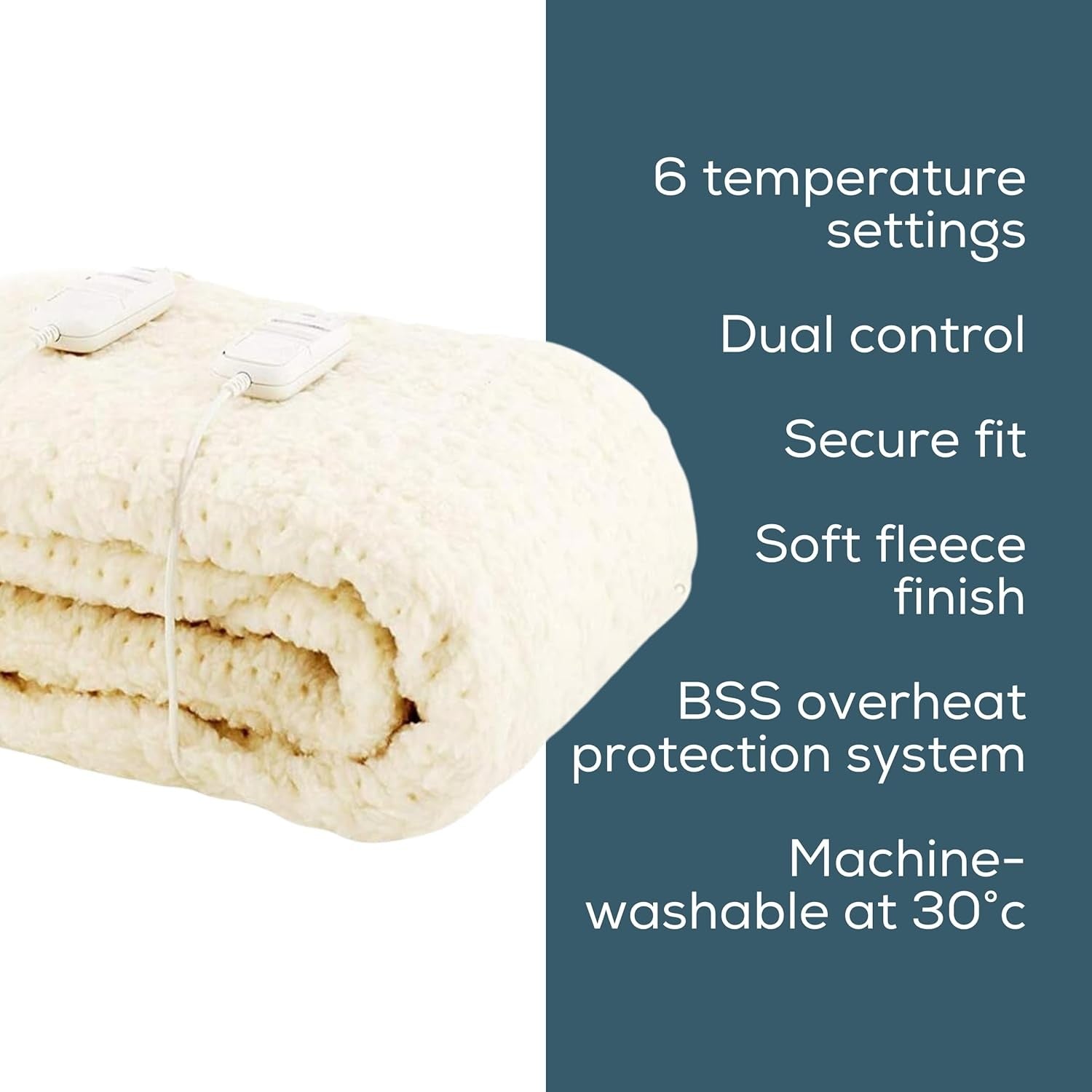 Super King Electric Heated Mattress Cover Dual Control 6 Heat Washable