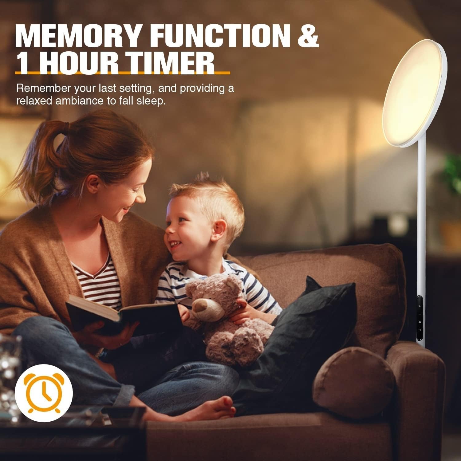 Dimmable LED Floor Lamp 3000LM with Remote & 1-Hour Timer, Touch Control