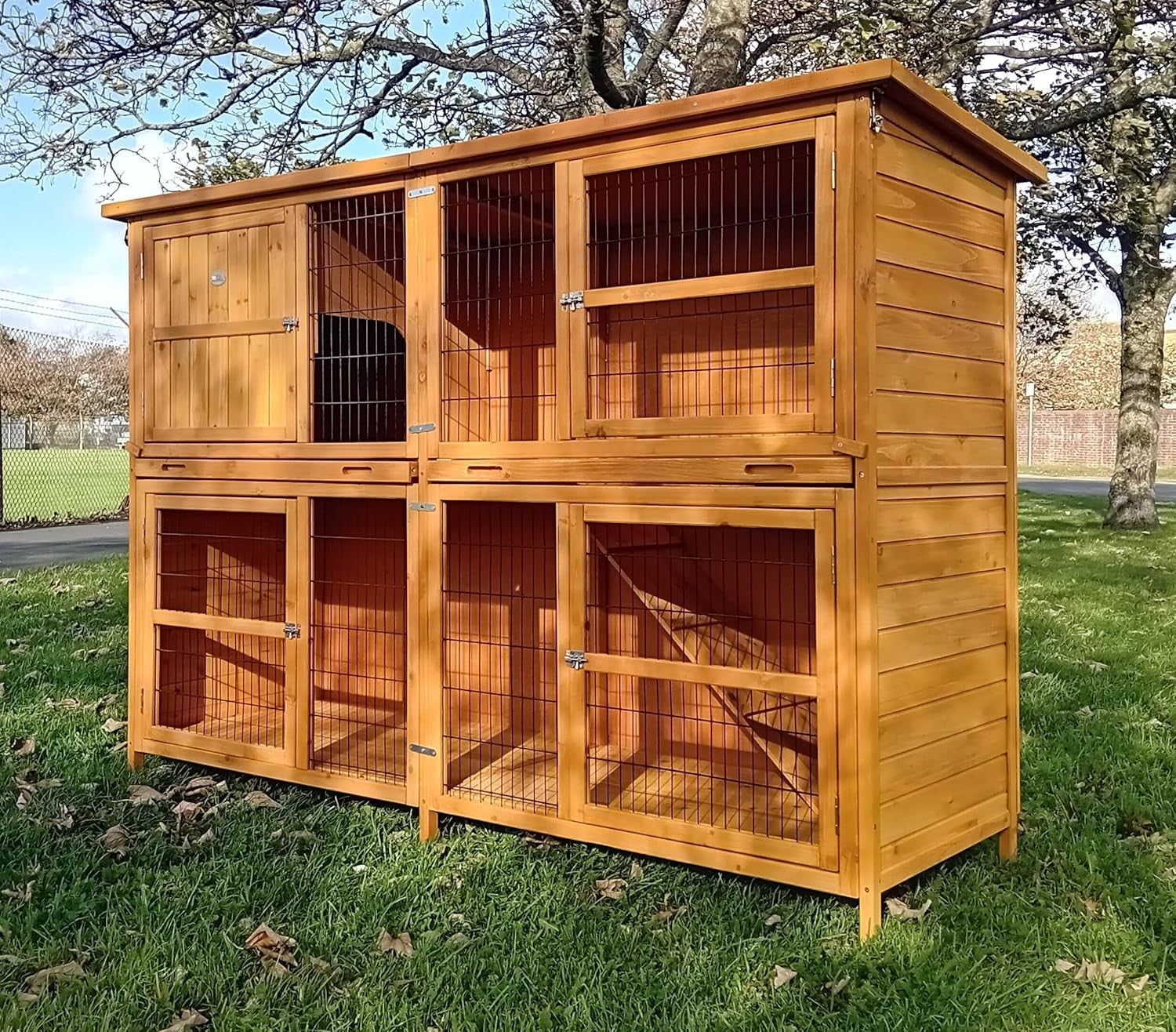 XXL 2 Tier Rabbit Hutch Large Wooden Outdoor Predator Resistant Cage