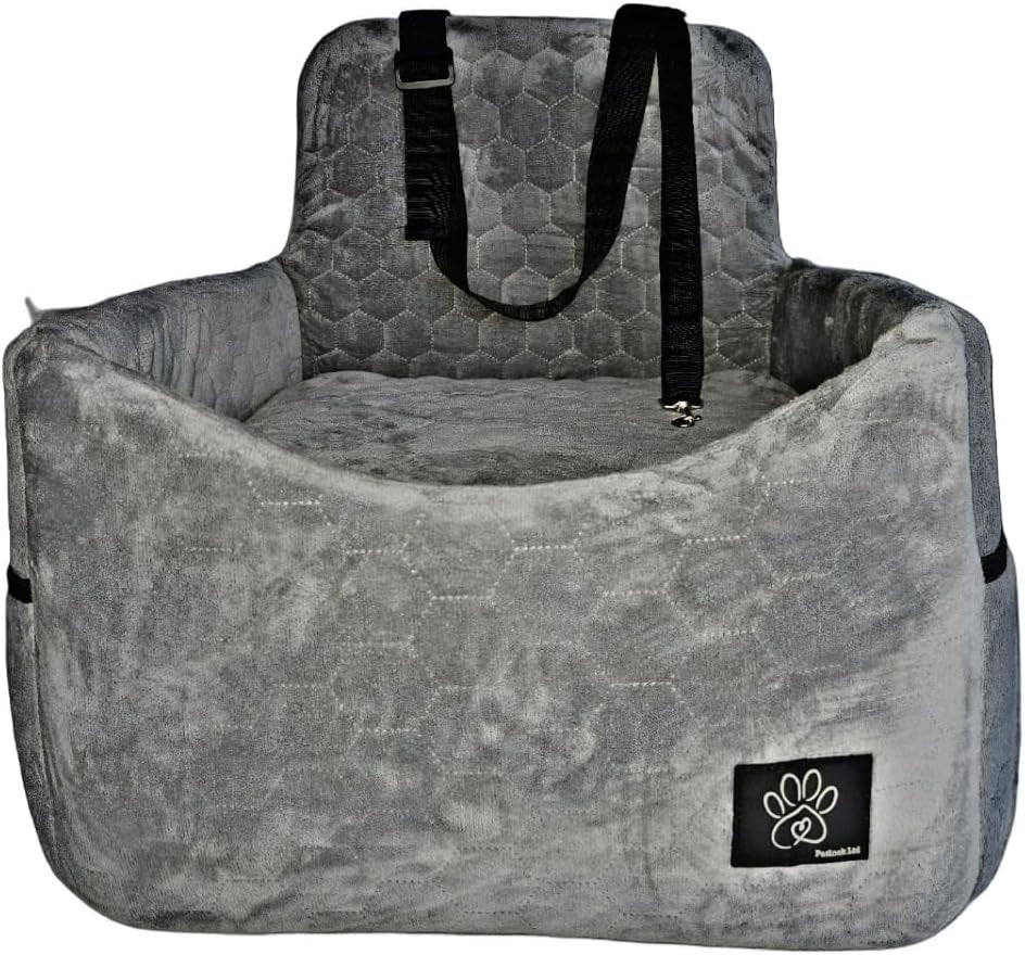 Luxury Memory Foam Dog Car Seat Booster Bed Washable Cover 35lb Grey