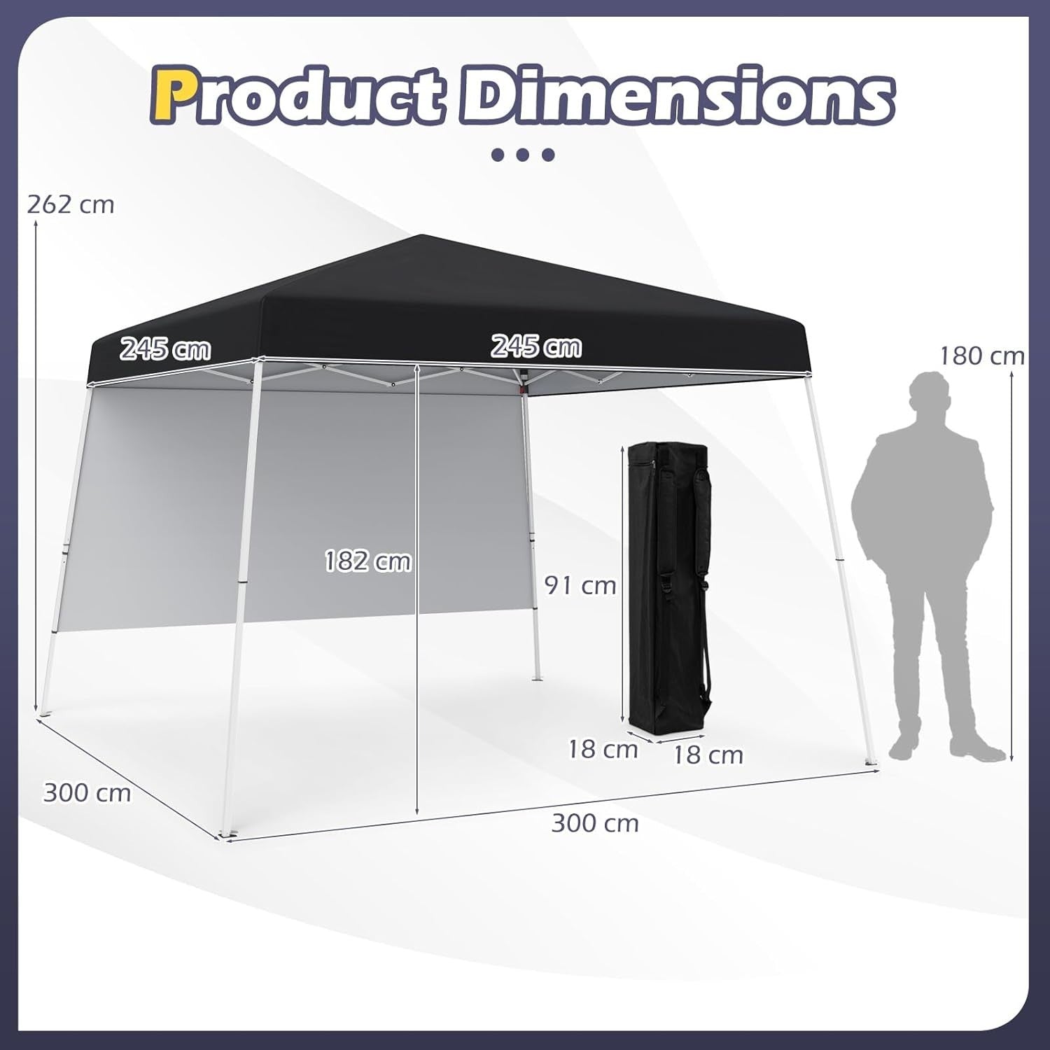 3x3M Black Pop-Up Canopy Tent UPF50+ Sunshade Outdoor Party Gazebo