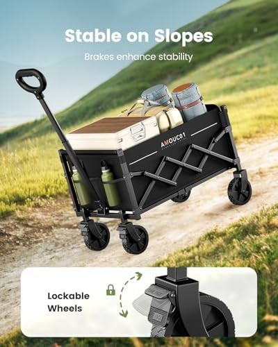 90L Folding Festival Wagon Trolley 360lb Load Expandable Camping Cart