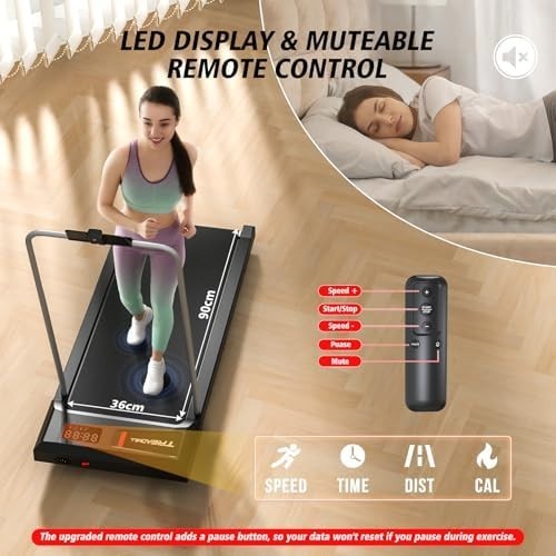 2-in-1 Walking Pad Treadmill 2.5HP Incline Mini Home Under Desk w/ LED