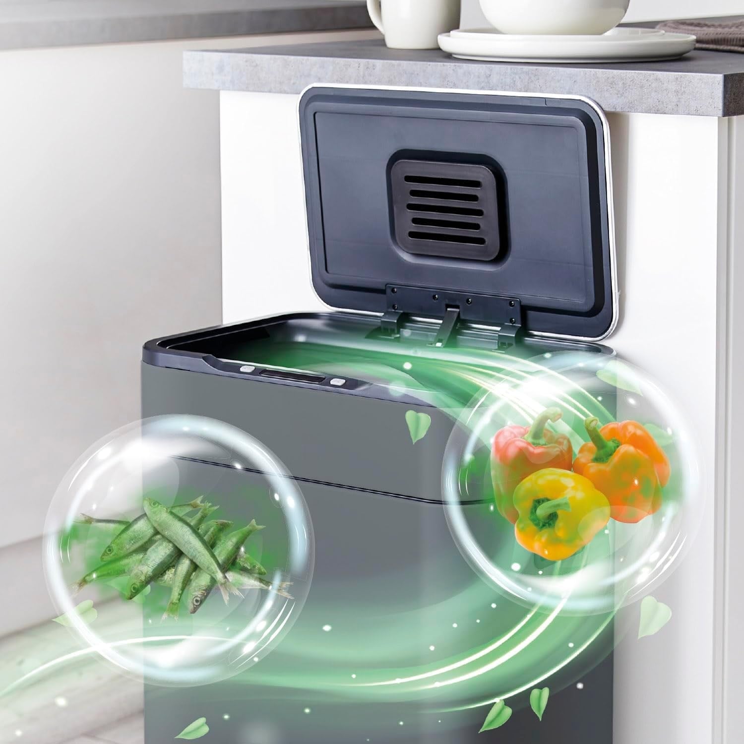 60L Touchless Kitchen Bin | Automatic Sensor Trash Can with Carbon Filter