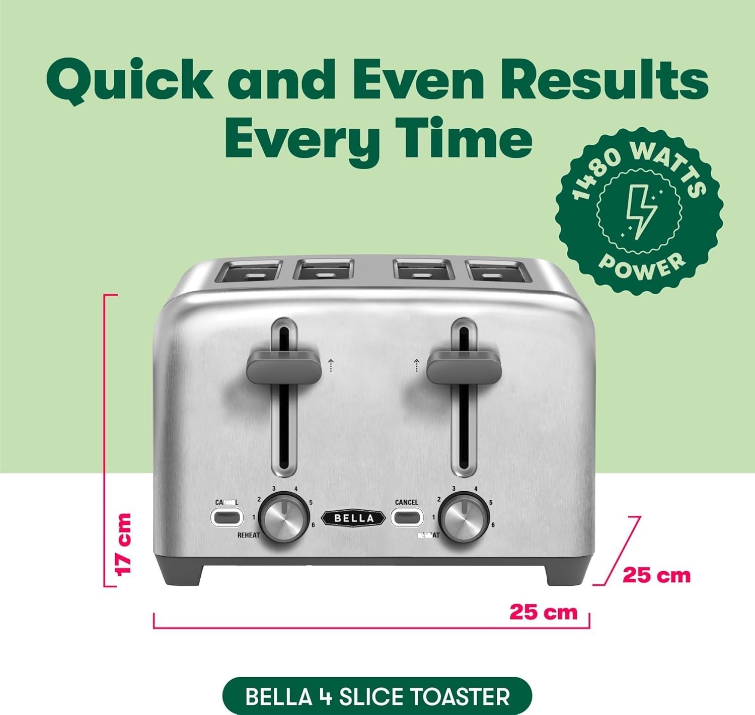 4-Slice Toaster Extra Wide Slots Bagel & Bread Stainless Steel