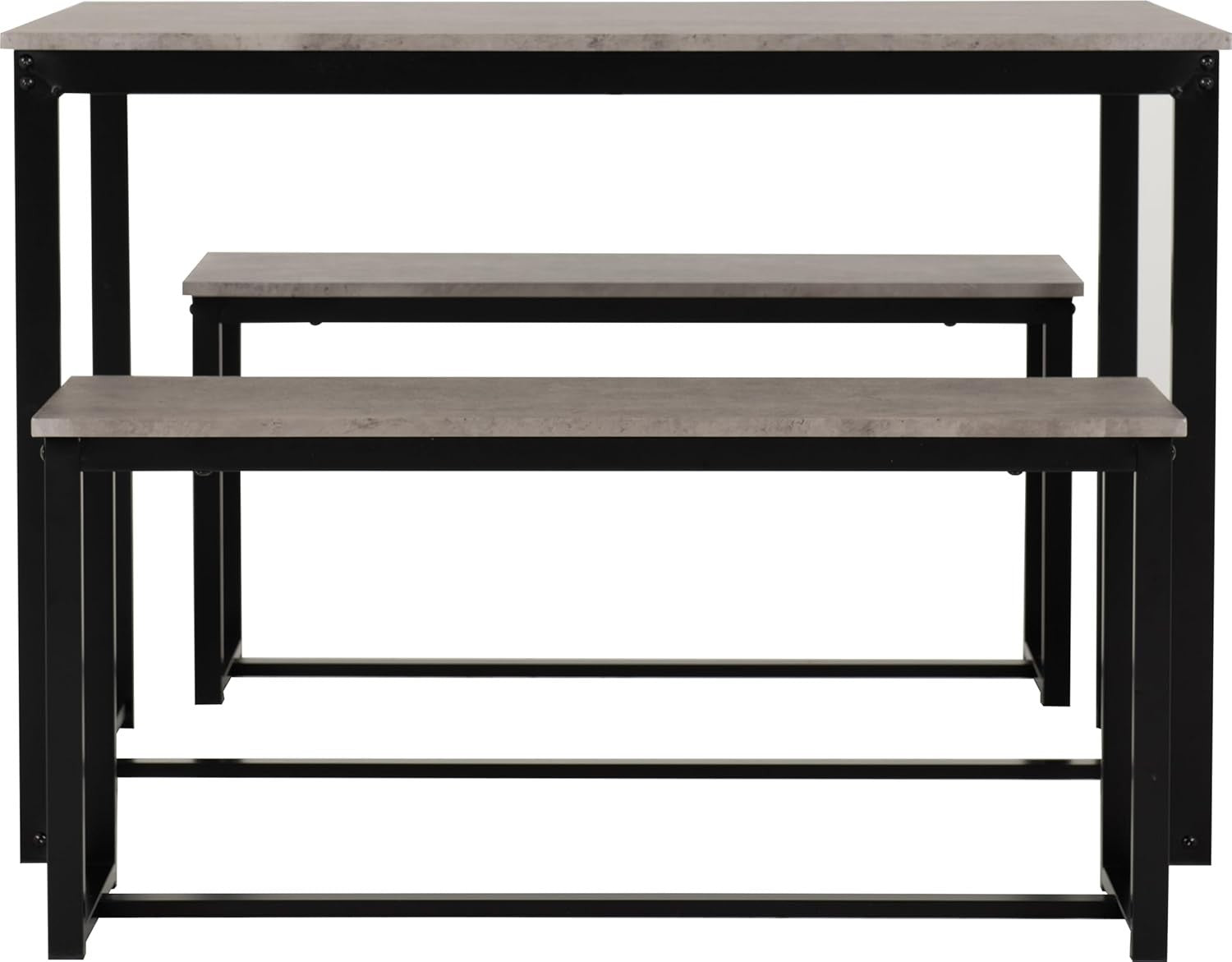 Modern 3-Piece Dining Bench & Table Set – Stone Effect, Compact & Sturdy