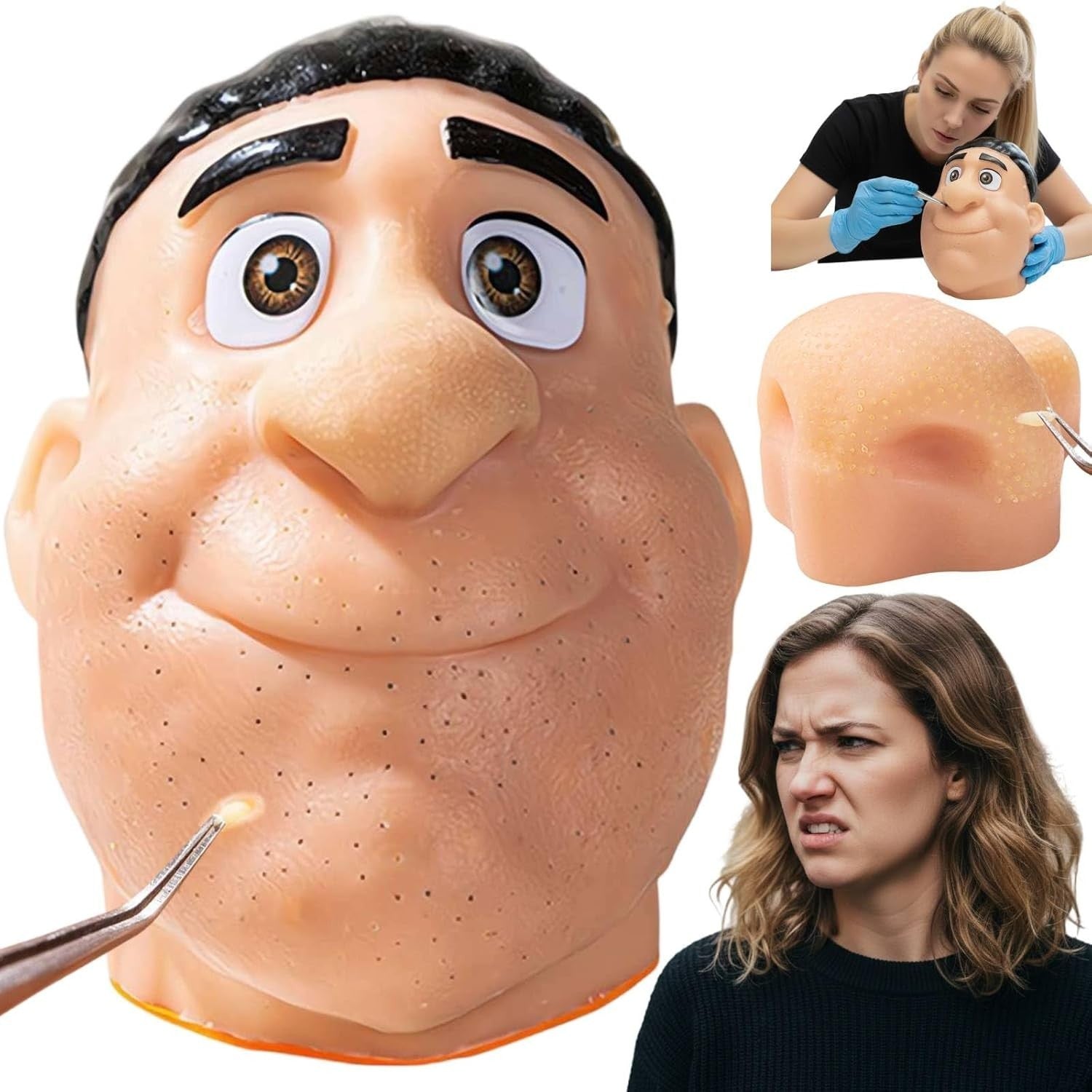 Black Pimple Popper Fidget Face Silicone Zit Stress Relief Toy