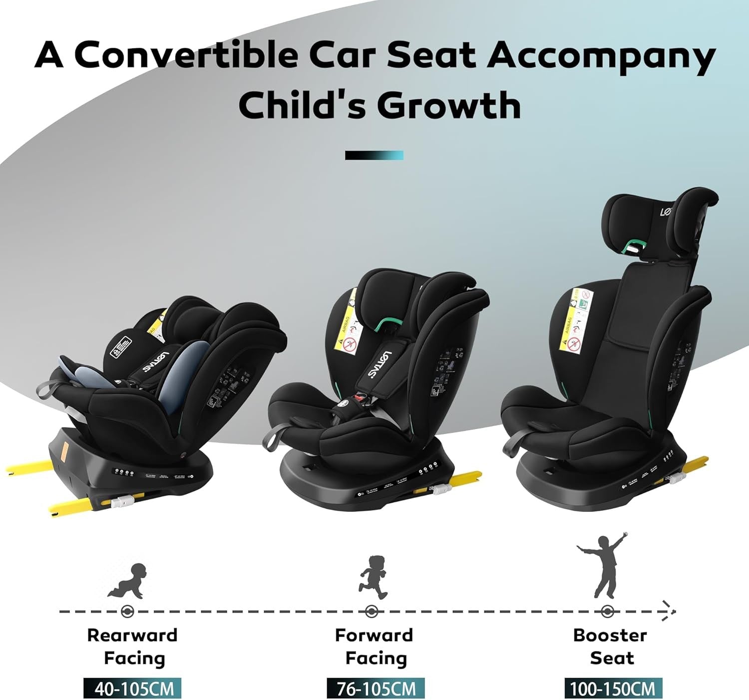 360° Rotating Baby Car Seat i-Size ISOFIX 0–12 Years Rear & Forward Facing