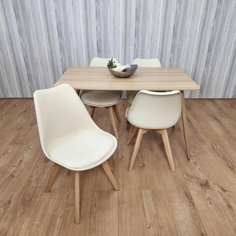 Modern Dining Table Set with 4 Chairs Wood Legs Kitchen Room Cafe