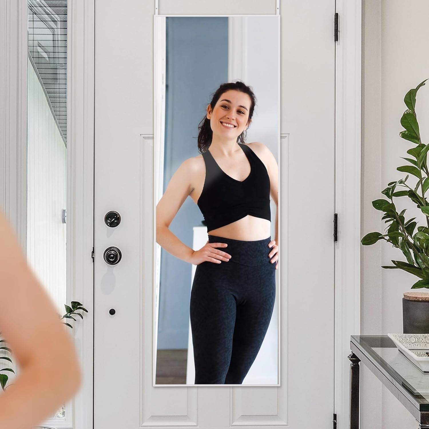 Full Length Over Door Mirror 127x41cm White Aluminum Frame