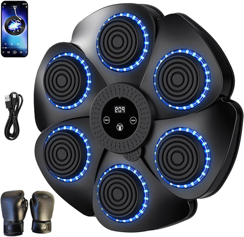 Music Boxing Machine LED Punch Pad Bluetooth Wall Mounted Home Trainer