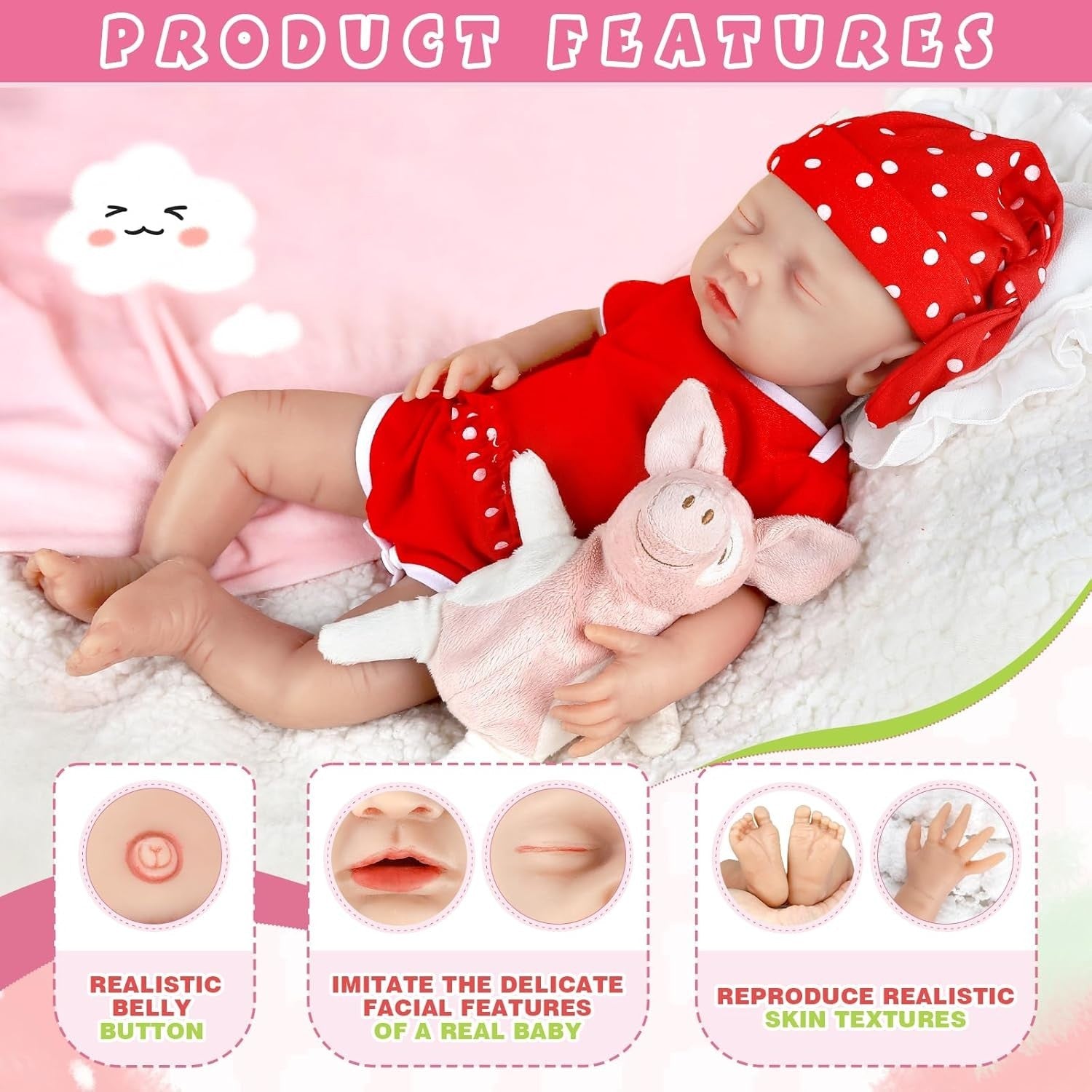 12in Full Silicone Reborn Baby Doll Open Mouth Newborn Girl