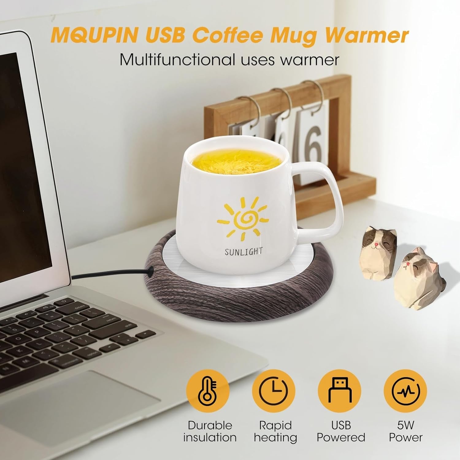 USB Coffee Mug Warmer Non Slip Heated Coaster 75mm