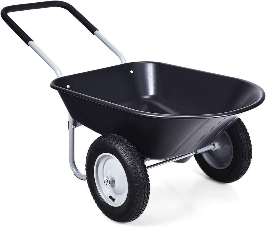 150kg 2-Wheel Wheelbarrow Black – Pneumatic Tyres Heavy Duty w/ Steel Frame