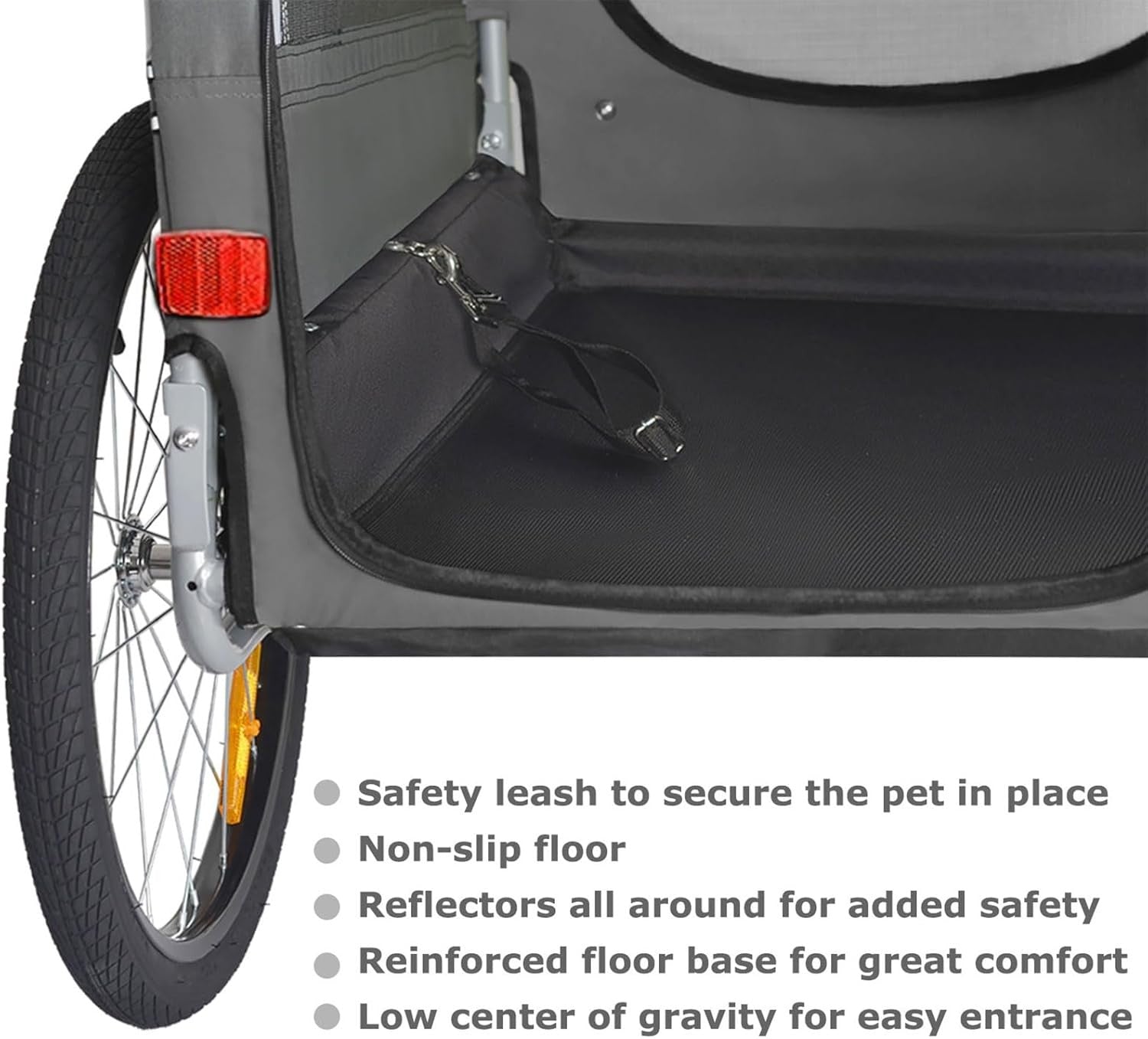 XL Dog Bike Trailer Stroller 45kg Heavy Duty Grey Black Pet Transport