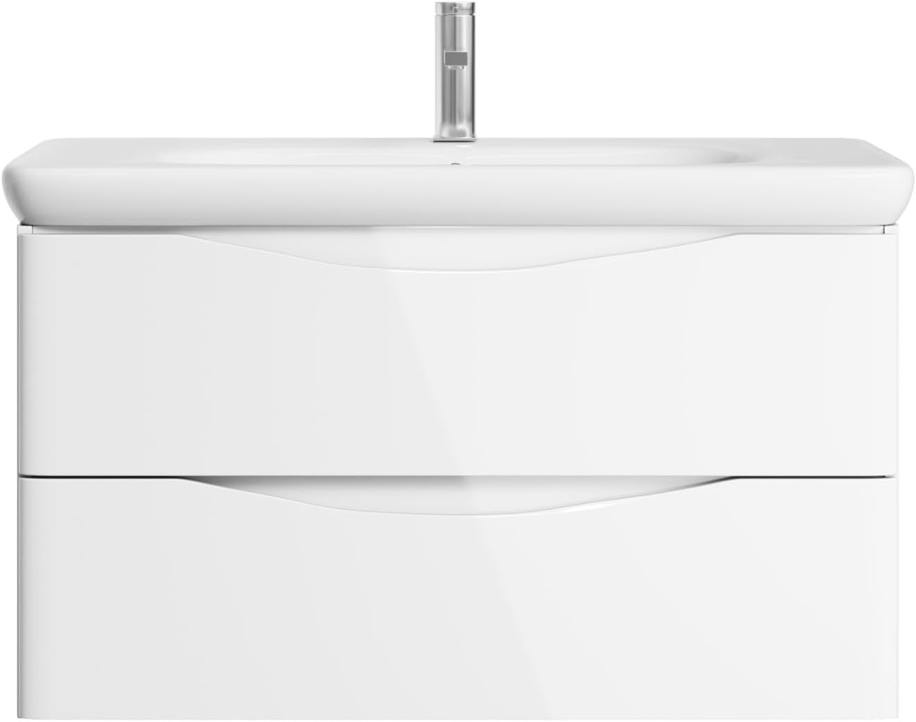 900mm White Wall Hung Vanity Unit with Basin Modern Gloss Bathroom Storage