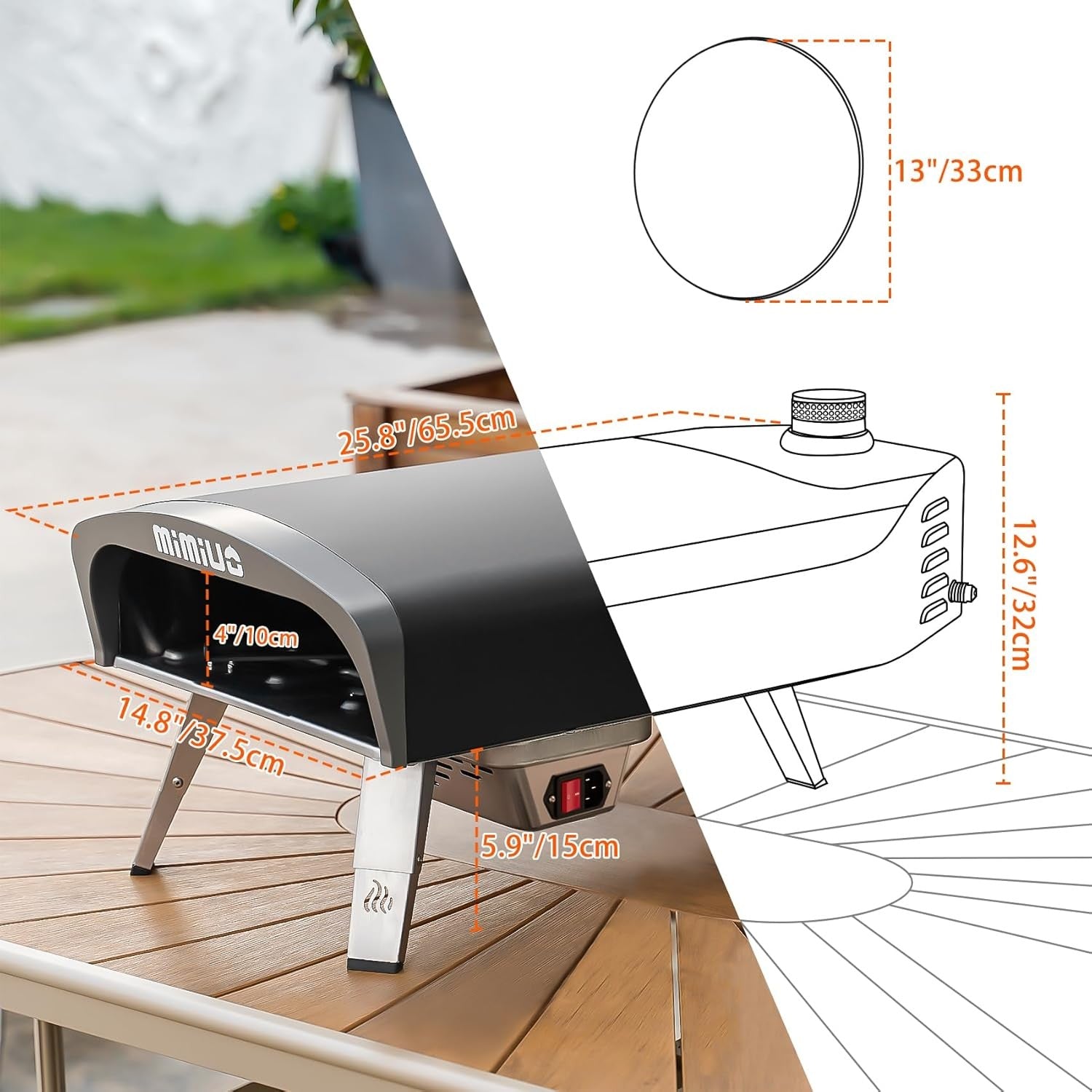 Outdoor Gas Pizza Oven | 13" Stone Rotating Grill w/ Peel, Cover & Regulator