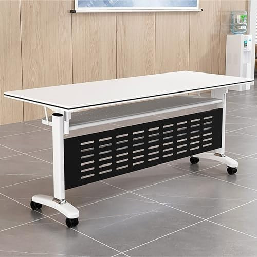 120x50cm Foldable Training Table w/ Lockable Wheels & Flip-Top Design