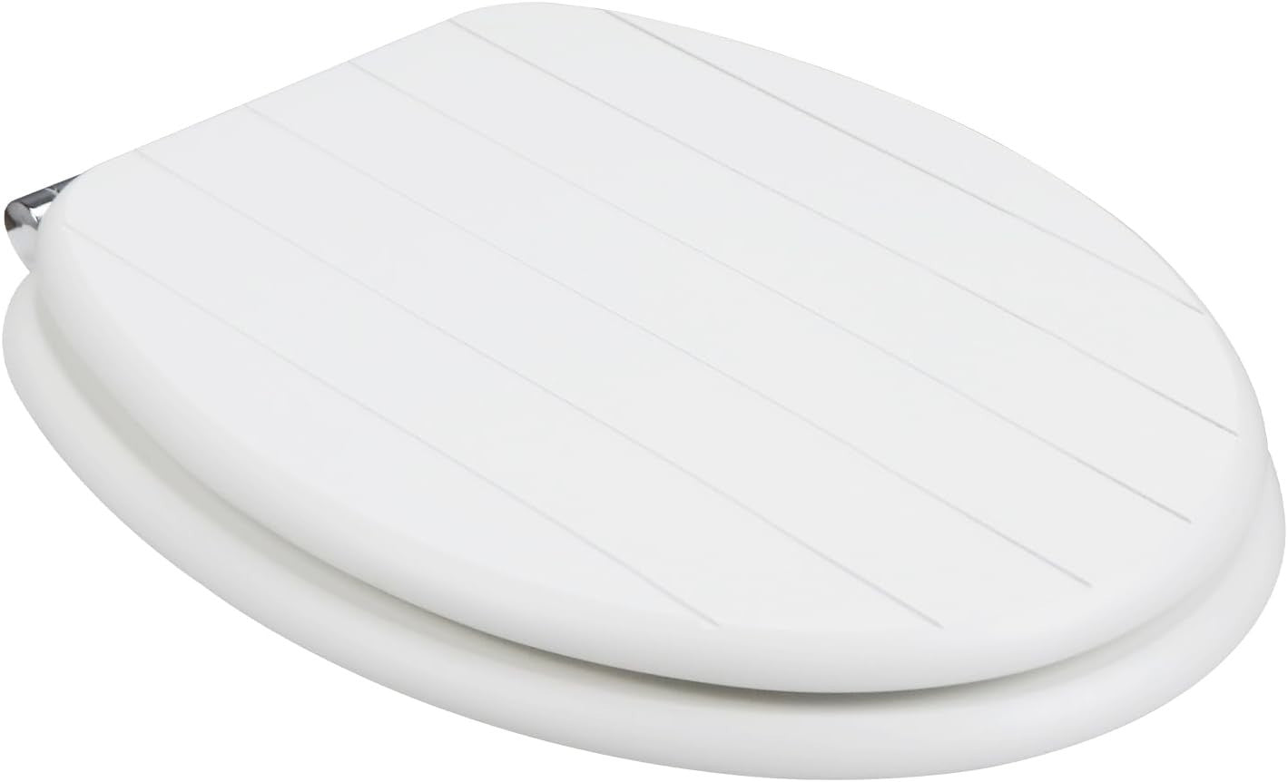 White Wooden Toilet Seat MDF Soft Close Adjustable Hinges 43.5x37.5cm