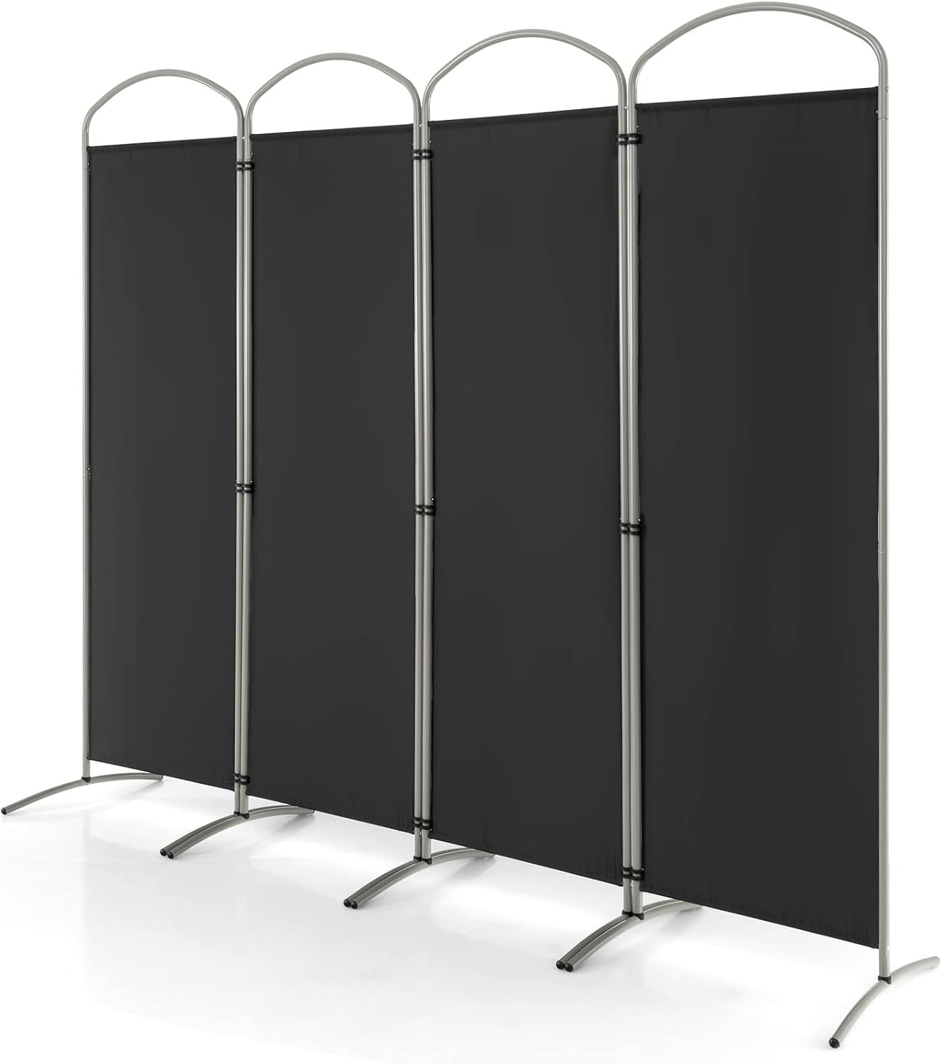 4 Panel Black Folding Room Divider Privacy Screen for Bedroom Office Decor 188cm