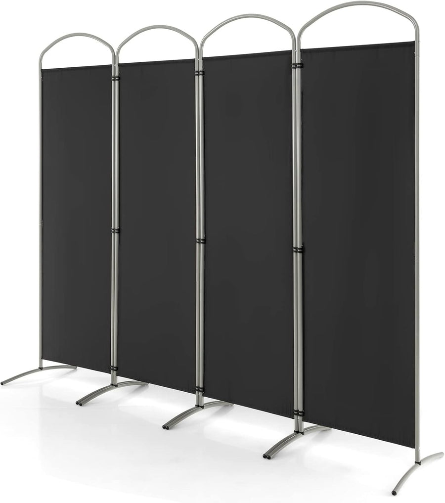 4 Panel Black Folding Room Divider Privacy Screen for Bedroom Office Decor 188cm