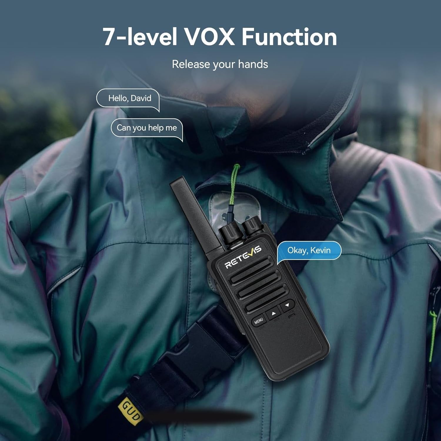 Walkie Talkies w Earpiece PMR446 VOX 16 Channel Type C Radio 2 Pack