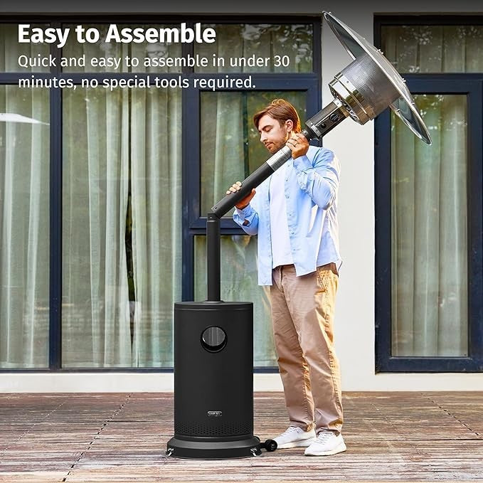 Outdoor Propane Patio Heater 55,000 BTU Safe Stainless Steel with Wheels
