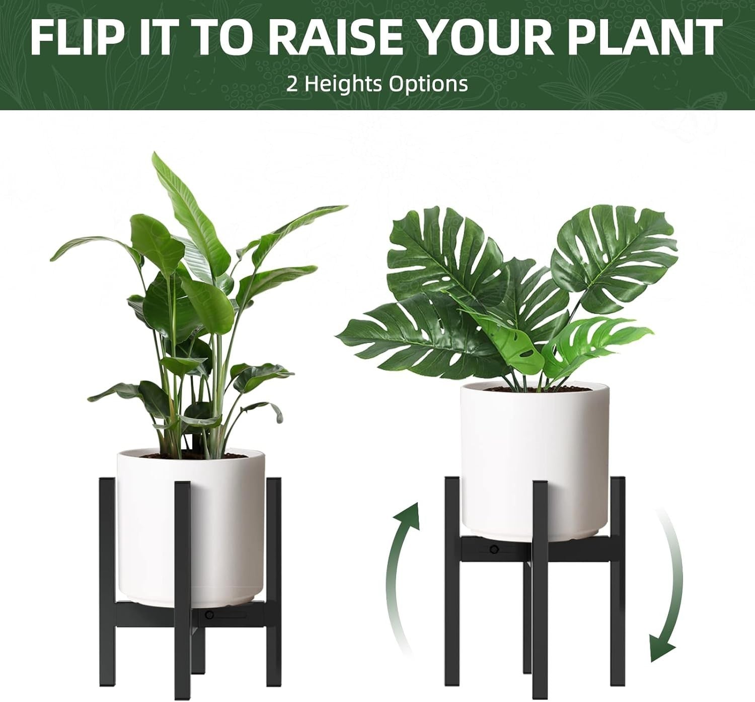 Adjustable Metal Plant Stand 23–35cm Tall Indoor Outdoor Flower Pot Holder