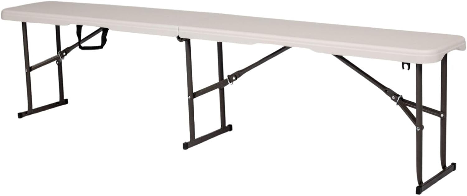 Pair 6ft Folding Benches Portable Plastic Party Picnic Camping Seats