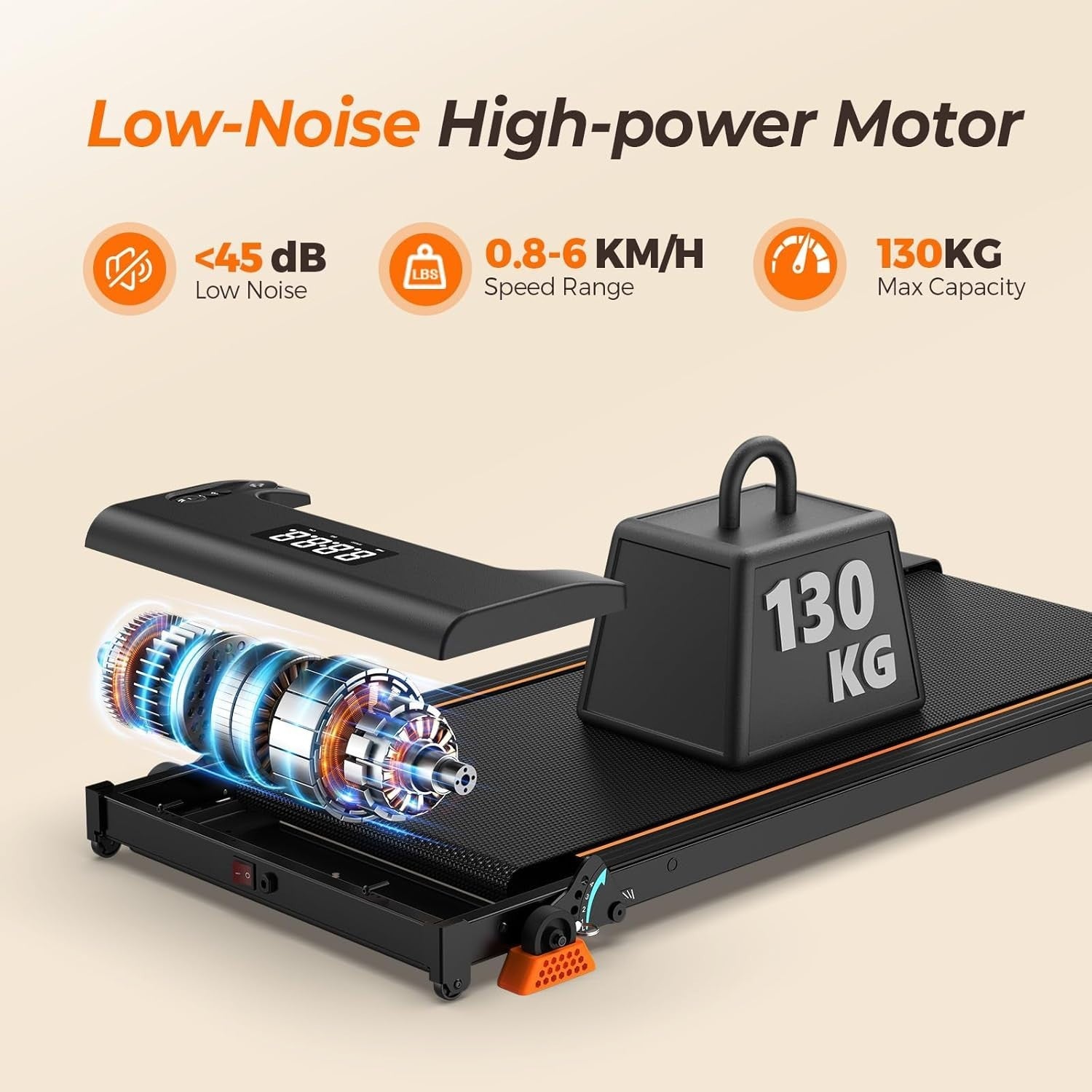 Under Desk Treadmill 0-9% Incline 40x100cm Running Belt Home Gym Quiet Motor