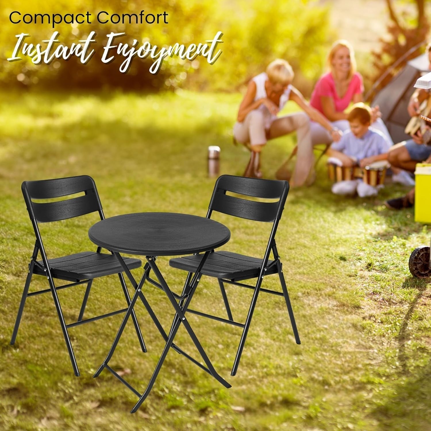 Outdoor Bistro Set 3pc Folding Garden Table Chairs Patio Balcony Compact
