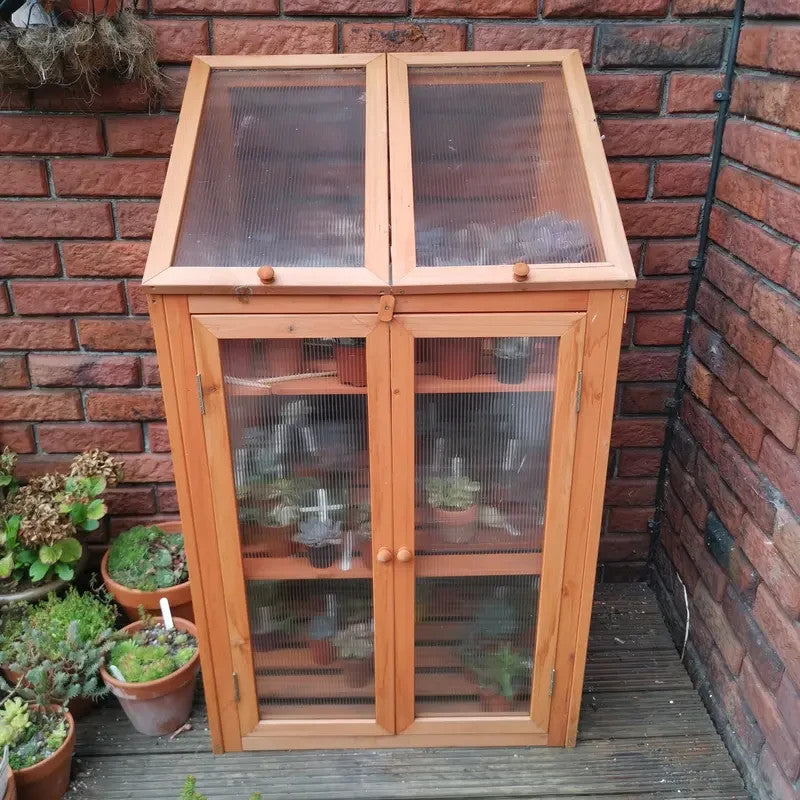 Wooden Mini Greenhouse Cold Frame – H120×W69×D49cm Garden Patio Growhouse