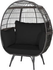 Luxury Oversized Egg Chair Rattan Wicker Lounge Seat with Cushions 180kg