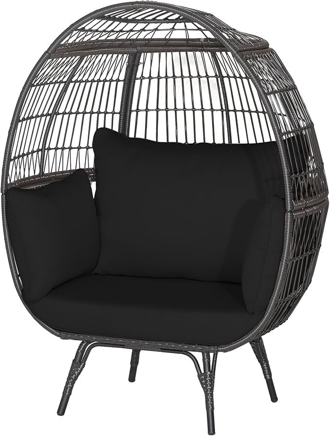 Luxury Oversized Egg Chair Rattan Wicker Lounge Seat with Cushions 180kg
