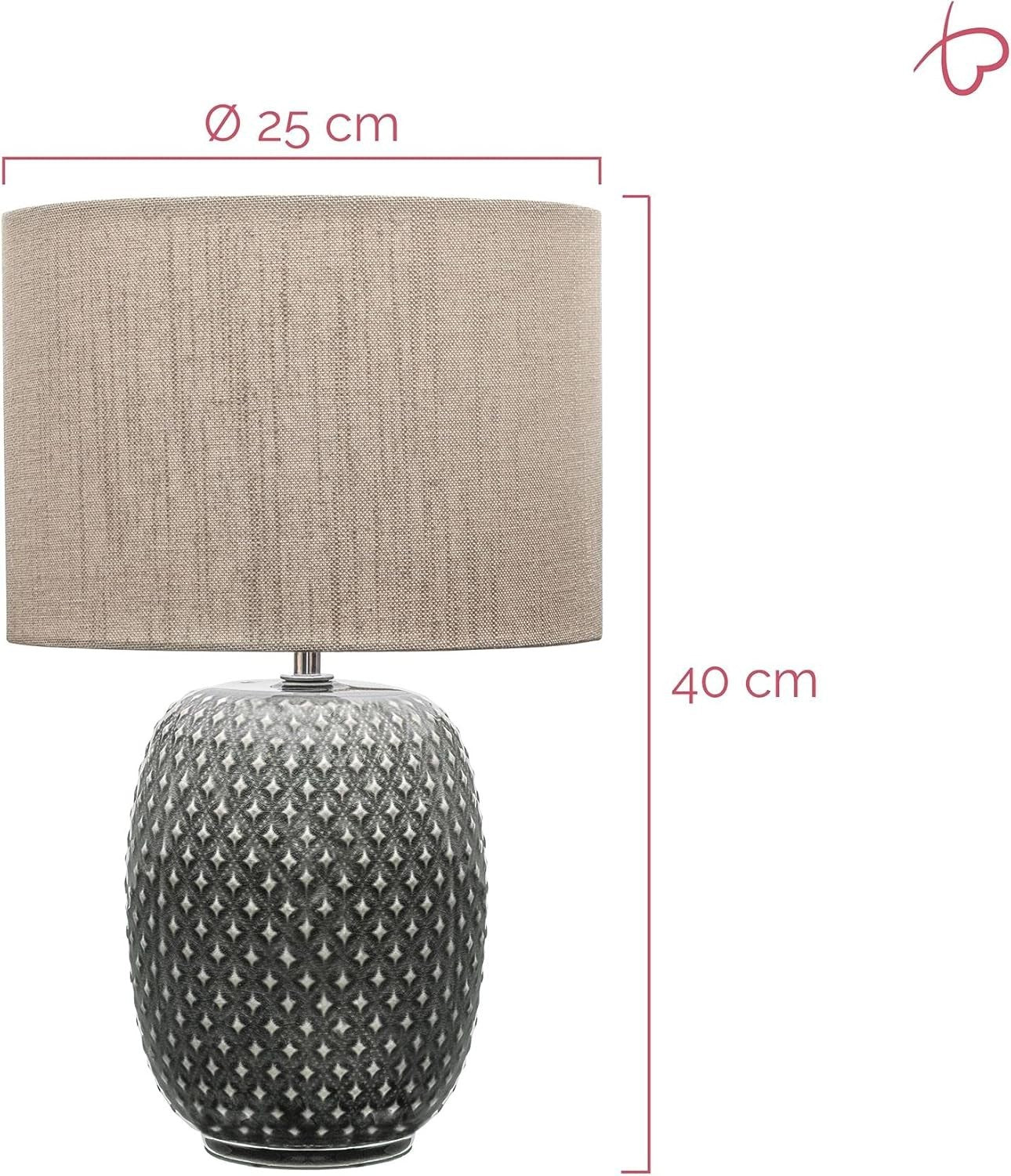 Ceramic Table Lamp Fabric Shade Modern Living Room Bedroom Light E27
